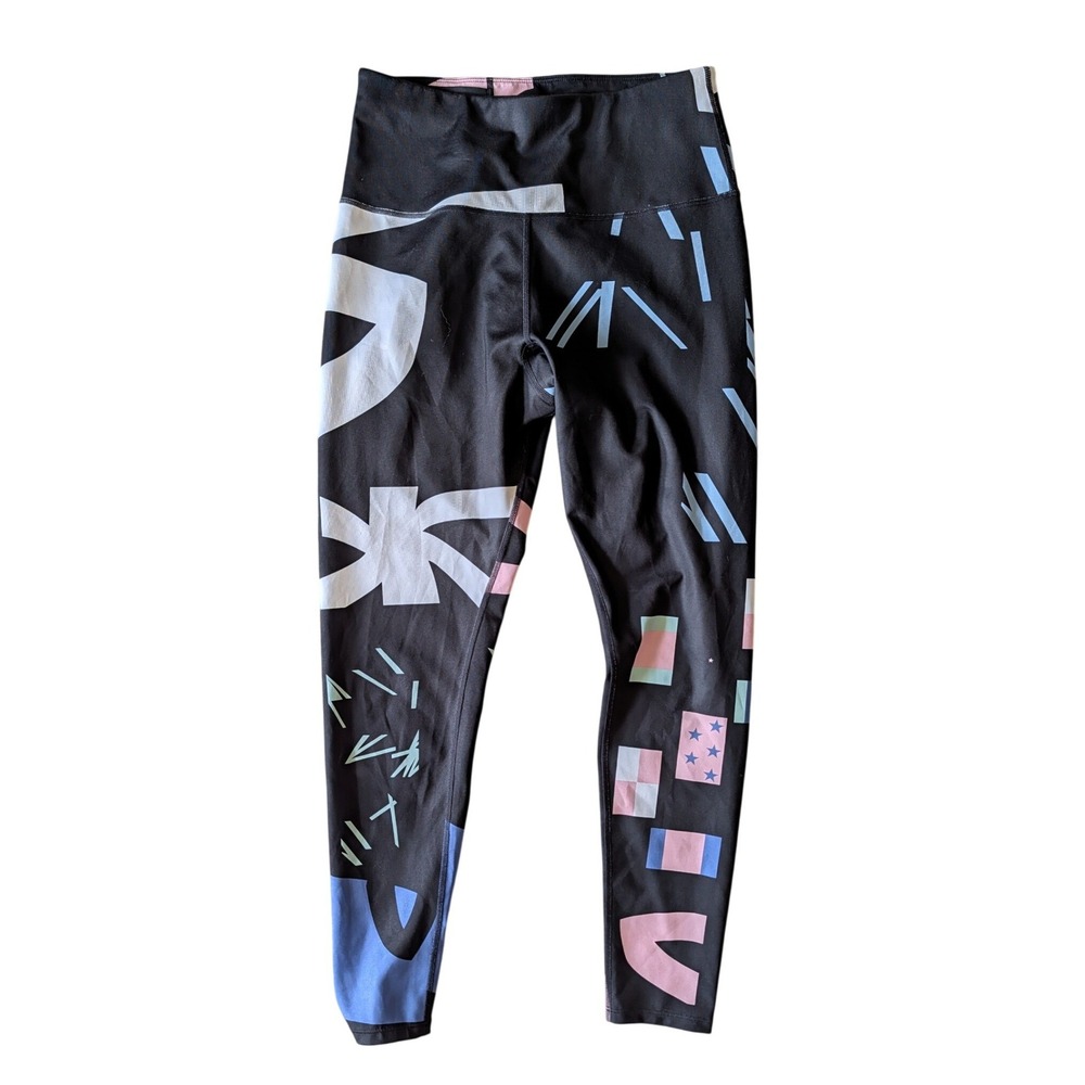 Underalls Women's High Waisted Abstract Geometric Print Leggings Black- S
